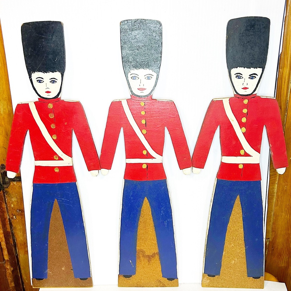 Vintage Nutcracker Soldier Wood Cutouts Handcrafted‎ 21" H